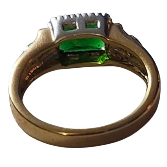 Thailand Heavy 22k Gold Plate Over Silver Green Ring Size 7.5 - Picture 4 of 5